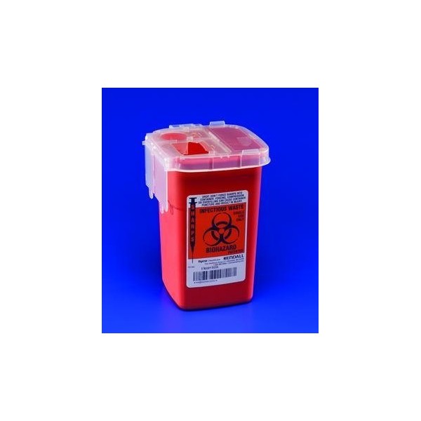 SharpSafety Autodrop Phlebotomy Container, Sharps Cntnr Red 1 Qt Liv Hi, (1 EACH, 1 EACH) by Kendall/Covidien