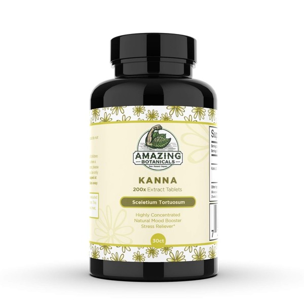 Amazing Botanicals Kanna Extract Tablets - Sceletium Tortuosum, 10,000 mg Each - Enhances Energy, Boosts Mood, Immune System Booster, 30 Tablets