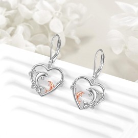 Mushroom Earrings for Women 925 Sterling Silver Red Earrings Heart Dangle Earrings Mushroom Jewellery Gifts Birthday Christmas Gifts for Women Girls, Sterling Silver, Cubic Zirconia