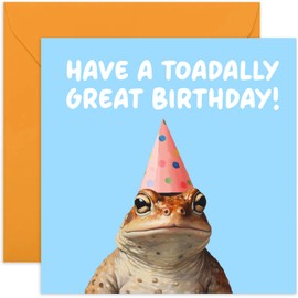 Old English Co. Funny Birthday Card for Him or Her - 'Toadally Great Birthday' Hilarious Toad Birthday Card for Men Women - For Son, Daughter, Dad, Mum, Brother, Sister | Blank Inside Envelope
