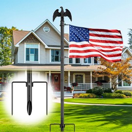 1.3" Large Diameter Heavy Duty 10 FT Flag Pole in Ground with Eagle Topper