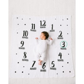 Pearhead Baby Milestone Blanket, Newborn Monthly Milestone Photo Prop, Baby Girl or Baby Boy Keepsake Gift, New or Expecting Mom Gift, Large, Polka Dot