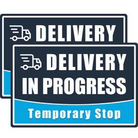 Lusinus Delivery-In-Progress Car Magnet, 2-Pack, 12×8 in Reflective “Temporary Stop” Signs – Removable Magnetic Vehicle Sign for Food Delivery, Flex Driver Car Signs