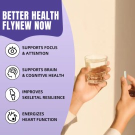 FLYNEW Brain Fog Support – 21-in-1 Vitamins & Minerals Supplement with Herbal Blend – Mental Clarity & Focus – 60 Capsules – Made in USA