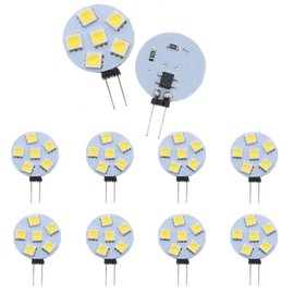 8Pcs G4 Base 1W LED Light Bulbs Equivalent to 10W Halogen Bulb,DC 12V Dimmable,3000K Warm White,6 LEDs 5050 SMD,180 Degree Beam Angle,G4 Bi-Pin Base Ceiling Recessed Puck Light Bulb