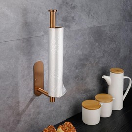 YUNTUOO Paper Towel Holders for Kitchen Adhesive Paper Towel Holder Under Cabinet Wall Mount for Kitchen Towel 13 inch (Rose Gold)