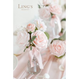 Ling's Moment Artificial Flowers 16pcs Pale Pink Silk Roses with Stems, 3.5" Fake Shabby Blush Vendela Roses Bulk for DIY Wedding Bouquets Centerpieces Party Baby Shower Home Decoration