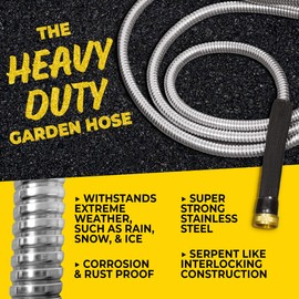 Bionic Steel PRO Garden Hose 50 Ft, 304 Stainless Steel Metal Water Hose 50Ft, Flexible Garden Hose, Kink Free, Lightweight and Durable, Crush Resistant Fitting, Easy to Coil, 500 PSI - 2023 Model