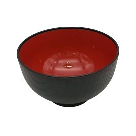 Nakaya Set of 2 Japanese Plastic Lacquer Miso Soup Bowl Black Microwave Dishwasher Safe