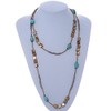 Avalaya Turquoise Stone Shell Nugget/Glass Bead Long Necklace/ 130cm L