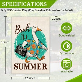 Hafhue Bruh It's Summer Garden Flag, 12 x 18 Inch Double Sided Funny Goose Holiday Yard Garden Lawn Patio Court Backyard Decor Flag, Seasonal Outdoor Sign for Friend Summer Enthusiast Goose Lover