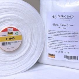 Vlieseline H640 Volume Fleece Batting - Medium Loft, Iron-On Fusible, for Sewing, Quilting, Topstitching and Crafting White - 90cm Width (1mtr)