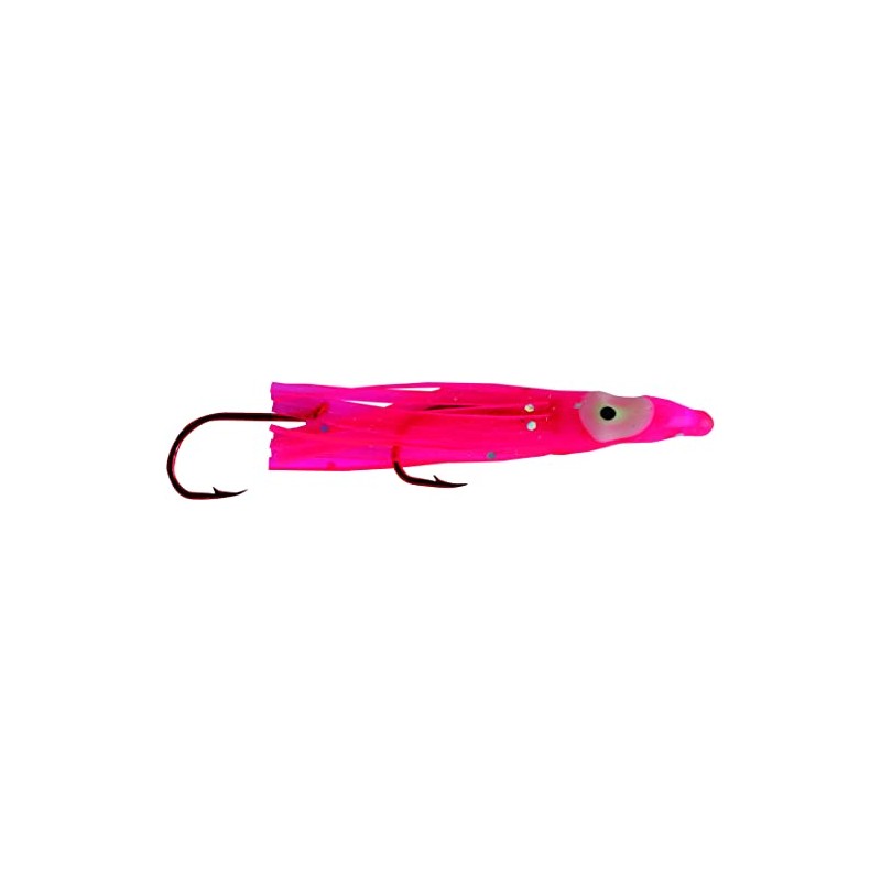 P-Line Reaction Fluoro/UV Squid (2 Pack), Pink/Glitter, 2"
