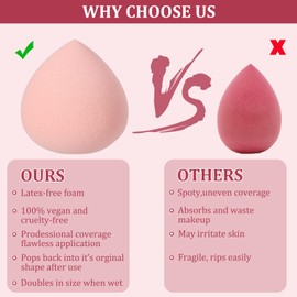 Smilcloud 4 Pcs Makeup Sponges Ultra Soft Expanding Marshmallow Sponge Makeup Beauty Blender Concealer Blenders Makeup Foundation Sponge with 4 Pcs Powder Puff