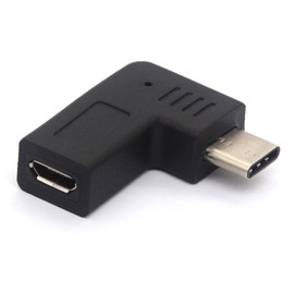 Right Angle USB C Male to Micro USB Female OTG (On the Go) Adapter Micro to Type C Charging/Data Sync Converter