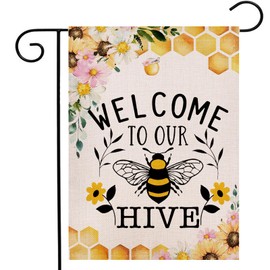 Summer Garden Flag Welcome to Our Hive 12.5 x 18 Inch Double Sided Spring Summer Bee Yard Outdoor Decoration
