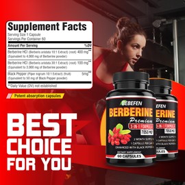 2 Packs Premium Berberine Supplement - 7050mg Formula Pills with Black Pepper Extract - 4 Month Supply - Berberine Supplement for Supports Glucose Metabolism, Cardiovascular Heart, Immune Function
