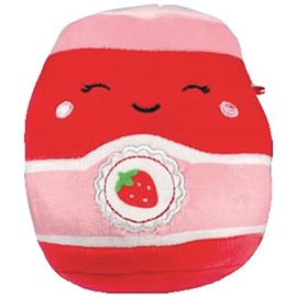 Squishmallow Oficial Kellytoy Food Squad Plush Dessert Collectible Soft Plush Animal Collection (Red/Pink, Janna Strawberry Jam, 5 Inch)