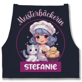 Geschenk mit Namen personalisiert by Shirtracer - Apron - Baking Apron Women - Meisterbäckerin mit Name, 9 navy blue