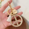 YONGYAN Crystal Peace Sign Keychain Purse Handbag Pendant Rhinestone Car