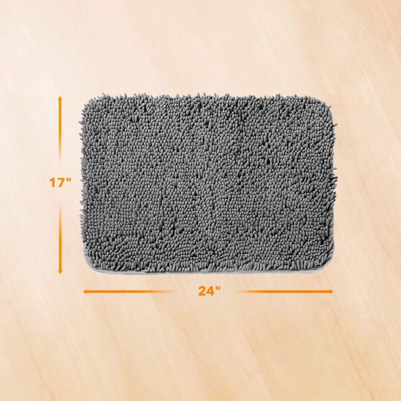 Yeaban Dark Gray Bathroom Rugs – Thick Chenille Bath Mats