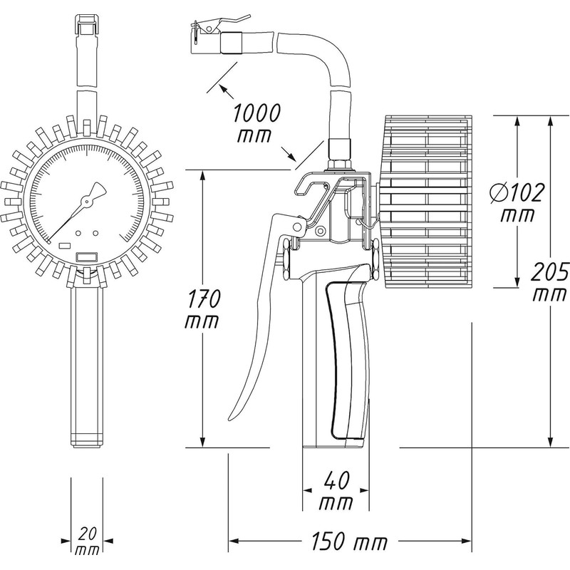 Hazet 9041G-1 Tyre Inflation Measuring Device, Calibrated, Large Pressure Gauge: