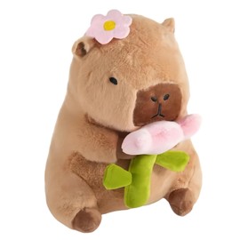 SereneSage Flower Capybara Plush, 11.8''/30cm Cute Stuffed Animal Gift for Boys and Girls, Soft Capybara Teddy for Birthday, festival & Special Occasions (PinkFlower)
