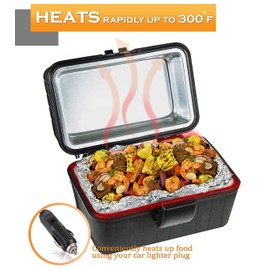 VaygWay 12V Portable Heating Lunch Box Electric Insulated Lunch Box Food Warmer Universal Perfect for Traveling, Picnics, Camping and On-site Lunch Break (2 Pack Black Portable Heating Lunch Box)