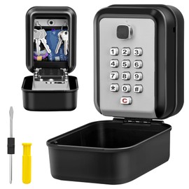 KTUEOV Key Safe Outdoor, Key Safe Wall Mounted Police Approved Key Lock Box 12-Digit Combination Keysafe Lockbox with Weatherproof Cover for Home Garage Office Warehouse-Gray