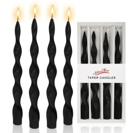 10inch Spiral Taper Candles Twisted Halloween Candlesticks Unscented Tapered Candles for Dinner Home Decor Party Wedding, 4 Pcscolor: Black, size: 10inch
