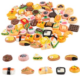 60 Pieces Miniature Food Mini Food Drink 1:12 Scale House Kitchen Food Miniature Kitchen Accessories Food and Tableware Set, Not Eraser (Random Styles)