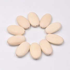30 Pcs Natural Unfinished Wooden Bead Oval Flat Shaped Chip Beads for DIY Crafts Project Jewelry Making, 33 x 20mm