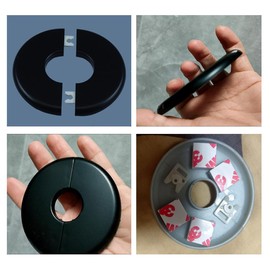 ABS Wall Split Flange Self-Adhesive Tape Round Escutcheon Plate Cover for Water Pipe, Faucet Decoration Accessories (51mm/2in)