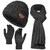 Mens Winter Hats Scarf for Men with Touchscreen Gloves Warm