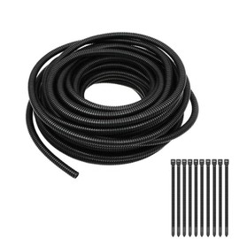 Closed 8mm*11.6mm Flexible Electrical Tubing-16.4 ft Cord Protector Electric Wires Covers, Automotive Wire Flexible Conduit, Plastic Wire Cover with Cable Zip Tie.