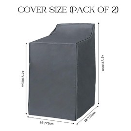 HYVAKUPPA 2Pack Washer and Dryer Covers Outdoor Washing Machine Cover for Top and Front Load 420D PU Waterproof Laundry Dryer Cover with Zipper and Storage Bag, W29”x D28”x H43”(Grey)