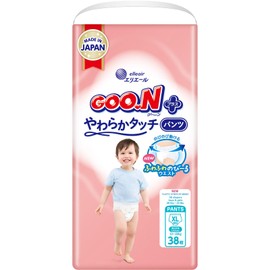 GOO.N Plus+ Pants XL Size (up to 44 lb) Unisex 38 Count Japanese Pull-up Skin Comfortable Design, Made in Japan