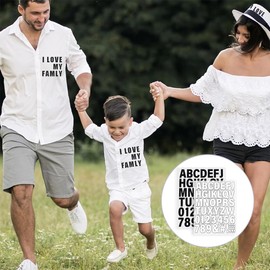 NJCXOLA 5 Sheets 215 Pieces Letters and Numbers for Iron-on, 2 Inch Iron on Vinyl Letters, with A-Z PU Alphabets 0-9 Numbers, for Textiles, Clothing, T-Shirts, DIY Decoration (White, Black)