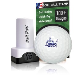 Ball Tatt - Golf Ball Stamp, Self-Inking Marker - Quick-Dry Permanent Marking Tool, No Leaks or Refills, Reusable & Waterproof Golfing Stamper - Ideal Gift for Golfers, Dads, Retirement (White Shark).