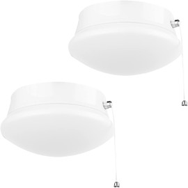 Lightdot 7” Modern LED Ceiling Light with Pull Chain 12W 4000K, 1300lm, 125W E26 Bulb Replacement, Energy Saving Flush Mount Lighting for Closets/Bedroom/Corridor (2 Pack)