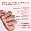 CUZIAM Ombre Press On Nails Short Square, 32pcs Nude Reusable