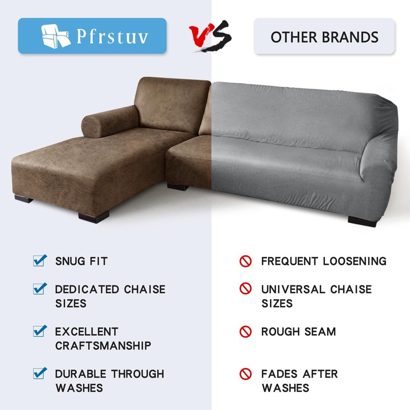 Pfrstuv Sectional Couch Covers, Leather Look Sofa Cover L Shape