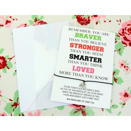 You are Braver Stronger Smarter Loved | Inspirational Gifts | Positive Gifts | Elephant Wish String Bracelet | Friendship Gifts | Best Friends Christmas Birthday Gifts