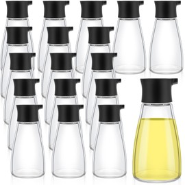 Tanlade 18 Pcs Soy Sauce Dispenser Leakproof Cruet Dispenser Set Small Sauce Bottles Glass Soy Sauce Container Oil Dispensing Bottles Seasoning Vinegar Cruet with Lid for Kitchen Cooking, Black