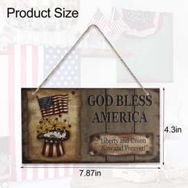 RIICFDD Independence Day Door Sign，4th of July Decorations Door Wall Hanging Decorations US Flag Wooden Sign 4th of July Door Sign for Home Door Porch Farmhouse Wall Hanging Decorations（8 * 4 Inches）
