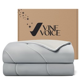 Vine Voice Cooling Blanket Comforter Hot Sleepers-Full/Queen Cooling Duvet Insert, Double-Sided Cold Blanket for Night Sweats, Summer Lightweight Breathable Comforter (90''x90'', Silver Gray)