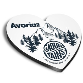 1x Heart MDF Magnet 6cm - Avoriaz Mountains Emblem Camping - Fridge Locker Office Whiteboard Toolbox #60481
