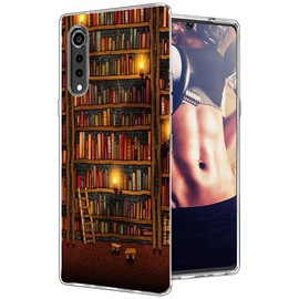 XIASAIJBUDA Compatible with LG Velvet 5G Case, Magic Library Bookshelf Cartoon Clear Case for Girls Women Cute Soft TPU Case