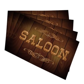 Y YIHANGBEST Wooden Sign Saloon Dining Table Placemats Western Country Cowboy Bar Pub Cloth Linen Wipeable Placemats Table Pads Indoor Table Protectors Non Slip,Set of 4 12 * 18 Inch