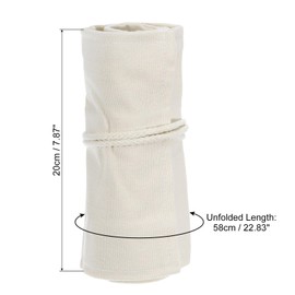 PATIKIL Handmade 48 Slots Roll Up Pencil Case, Canvas Pencil Wrap Pouch Pen Holder Organizer for Artist Drawing Coloring Sketching, White